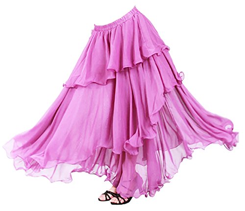 A-Express - Falda larga, Tres capas, para bailar samba, danza del vientre, Mujer, color morado, tamaño 34 A-Express - Falda larga, Tres capas, para bailar samba, danza del vientre, Mujer, color morado, tamaño 34