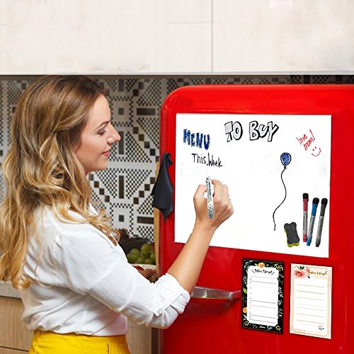 A3 Pizarra Magnética Tablero Blanco de MZMing-Refrigerador Pizarra Magnética de Cocina Lista de Compras Adecuado para Niños Adultos Fácil de Escribir Escobillas Magnéticas Fuertes-Tablón de Anuncios