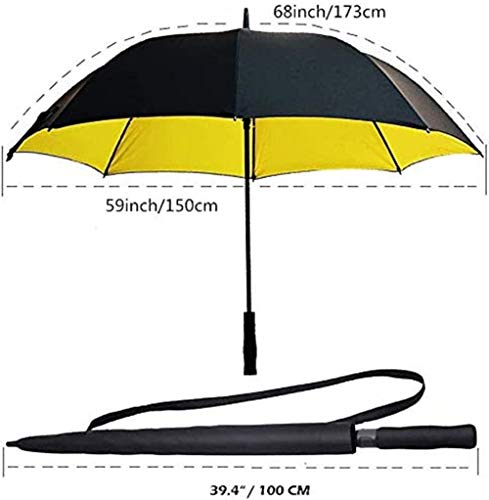 AAGYJ Paraguas de Golf de Gran tamaño de 68 Pulgadas, a Prueba de Viento a Prueba de Lluvia de Doble Capa 150 cm de diámetro Paraguas Extra Grande, sombrilla Grande Parasol,Amarillo