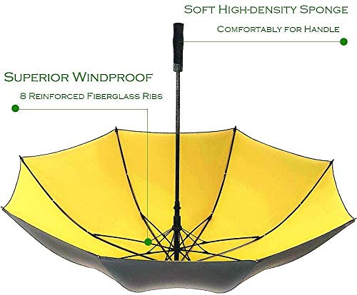 AAGYJ Paraguas de Golf de Gran tamaño de 68 Pulgadas, a Prueba de Viento a Prueba de Lluvia de Doble Capa 150 cm de diámetro Paraguas Extra Grande, sombrilla Grande Parasol,Amarillo