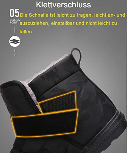 AARDIMI Botas de invierno para hombre y mujer, cálidas, forradas, con cierre de velcro, para la nieve, para el tiempo libre, color Negro, talla 45 EU AARDIMI Botas de invierno para hombre y mujer, cálidas, forradas, con cierre de velcro, para la nieve, para el tiempo libre, color Negro, talla 45 EU