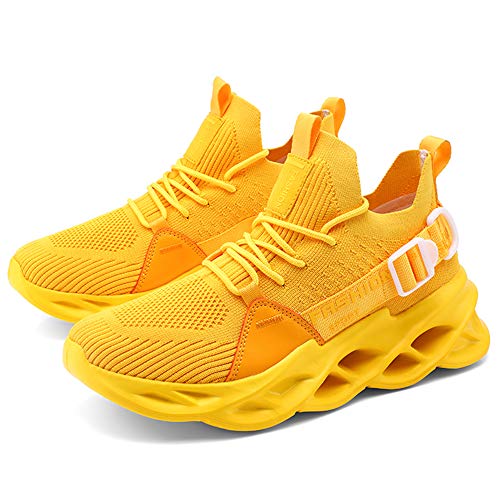 AARDIMI Zapatillas de Deporte Hombres Running Zapatos para Correr Gimnasio Sneakers Deportivas Antideslizantes Correr Sneakers 36-46 (Amarillo, Numeric_40)