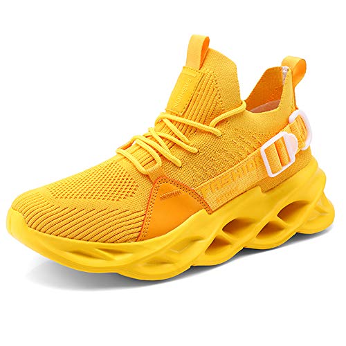 AARDIMI Zapatillas de Deporte Hombres Running Zapatos para Correr Gimnasio Sneakers Deportivas Antideslizantes Correr Sneakers 36-46 (Amarillo, Numeric_40)