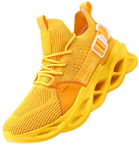 AARDIMI Zapatillas de Deporte Hombres Running Zapatos para Correr Gimnasio Sneakers Deportivas Antideslizantes Correr Sneakers 36-46 (Amarillo, Numeric_40)
