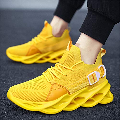 AARDIMI Zapatillas de Deporte Hombres Running Zapatos para Correr Gimnasio Sneakers Deportivas Antideslizantes Correr Sneakers 36-46 (Amarillo, Numeric_40)