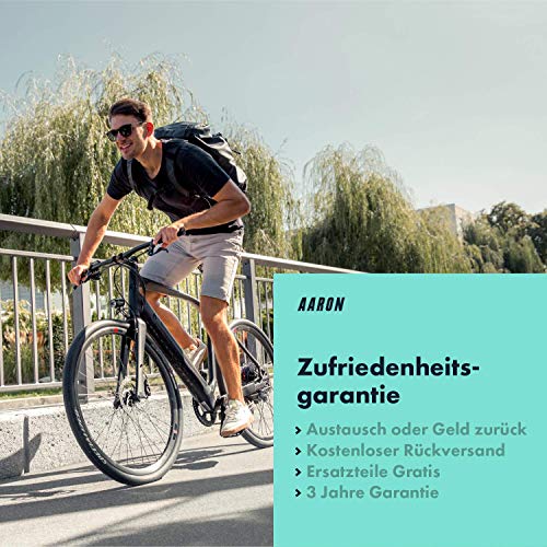 AARON FIT - Puños de Gel con amortiguación - Diseño Deportivo Antideslizante con Extremo atornillable - para bicis eléctricas, de Trekking, de montaña, de piñón Fijo y ciclocrós - Negro