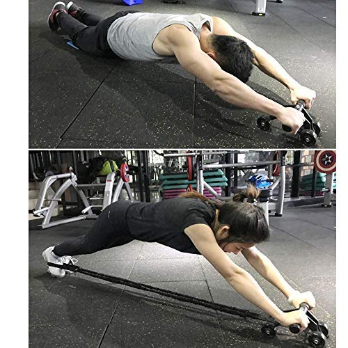 AB Roller Abdominal Trainer, JuguHoovi Abdominal Roller Ab-Wheel Abdominal Trainer, Juego de ejercicios de motocicleta de 4 ruedas para Adecuado para Familias, Hombres y Mujeres- Negro AB Roller Abdominal Trainer, JuguHoovi Abdominal Roller Ab-Wheel Abdominal Trainer, Juego de ejercicios de motocicleta de 4 ruedas para Adecuado para Familias, Hombres y Mujeres- Negro
