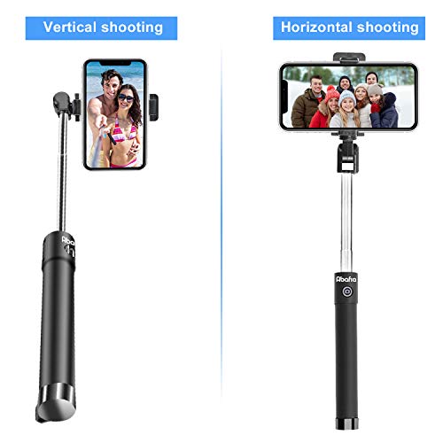 Abafia Palo Selfie, Selfie Stick Monopie Mini con Cable para iPhone X / 8 / Samsung A6 / S9 / S8 / Huawei Mate 9 / P20 / Honor 8 y Otros Teléfonos en Android o Sistema iOS (3.5-6.0'') Negro