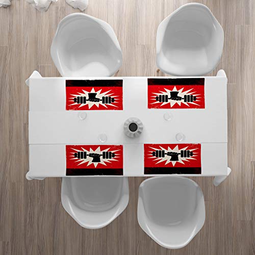 ABAKUHAUS Aptitud Salvamantel Set de 4 Unidades, Grunge Mancuernas Ascensor, Material Lavable Estampado Decoración de Mesa Cocina, Bermellón Negro Crema ABAKUHAUS Aptitud Salvamantel Set de 4 Unidades, Grunge Mancuernas Ascensor, Material Lavable Estampado Decoración de Mesa Cocina, Bermellón Negro Crema
