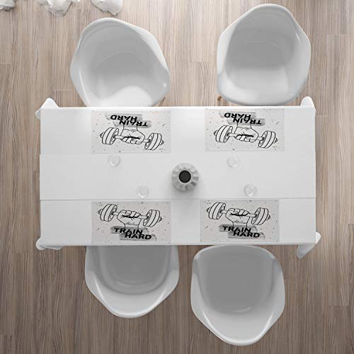 ABAKUHAUS Aptitud Salvamantel Set de 4 Unidades, Mancuerna de Mano Boceto, Material Lavable Estampado Decoración de Mesa Cocina, Negro Gris Blanco ABAKUHAUS Aptitud Salvamantel Set de 4 Unidades, Mancuerna de Mano Boceto, Material Lavable Estampado Decoración de Mesa Cocina, Negro Gris Blanco