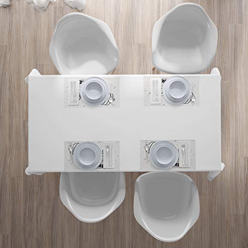 ABAKUHAUS Aptitud Salvamantel Set de 4 Unidades, Mancuerna de Mano Boceto, Material Lavable Estampado Decoración de Mesa Cocina, Negro Gris Blanco ABAKUHAUS Aptitud Salvamantel Set de 4 Unidades, Mancuerna de Mano Boceto, Material Lavable Estampado Decoración de Mesa Cocina, Negro Gris Blanco