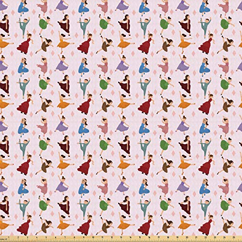 ABAKUHAUS Ballet Tela por Metro, Niños bailarín niñas coloridas, Tela Elastizada Estampada para Costura Arte y Bricolaje, 1 Metro, Multicolor ABAKUHAUS Ballet Tela por Metro, Niños bailarín niñas coloridas, Tela Elastizada Estampada para Costura Arte y Bricolaje, 1 Metro, Multicolor