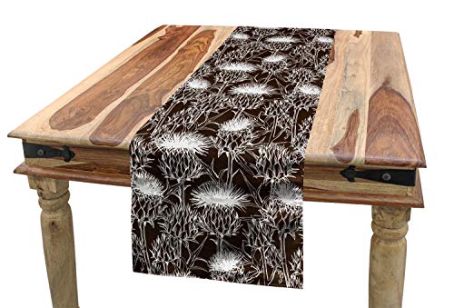 ABAKUHAUS Cardo Camino de Mesa, Flores De Silueta, Decorativo Estampado Digital Apto Lavadora No Destiñe, 40 x 225 cm, Café Y Blanco ABAKUHAUS Cardo Camino de Mesa, Flores De Silueta, Decorativo Estampado Digital Apto Lavadora No Destiñe, 40 x 225 cm, Café Y Blanco