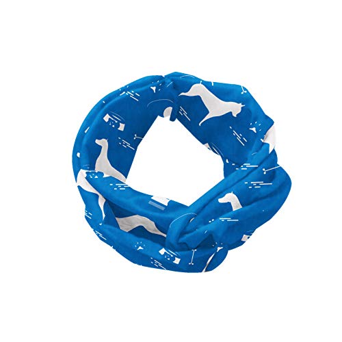 ABAKUHAUS Diadame Amante de los perros, Banda Elástica y Suave para Mujer para Deportes y Uso Diario Collar continua cuenco del perro de la pata Peine y hueso Siluetas arte monocromo, Azul Azul Blanco