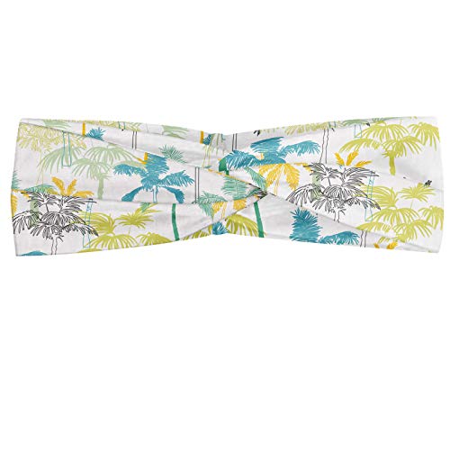 ABAKUHAUS Diadame hawaiano, Banda Elástica y Suave para Mujer para Deportes y Uso Diario Colorido isla de las palmeras dibujadas a mano exótico Ajuste de plantaciones tropicales, blanco Multicolor ABAKUHAUS Diadame hawaiano, Banda Elástica y Suave para Mujer para Deportes y Uso Diario Colorido isla de las palmeras dibujadas a mano exótico Ajuste de plantaciones tropicales, blanco Multicolor