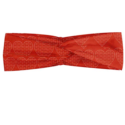 ABAKUHAUS Diadame Ladrillo, Banda Elástica y Suave para Mujer para Deportes y Uso Diario Composición vibrante en forma de corazón de bloques geométricos rectangulares, Bermellón pálido Salmón ABAKUHAUS Diadame Ladrillo, Banda Elástica y Suave para Mujer para Deportes y Uso Diario Composición vibrante en forma de corazón de bloques geométricos rectangulares, Bermellón pálido Salmón