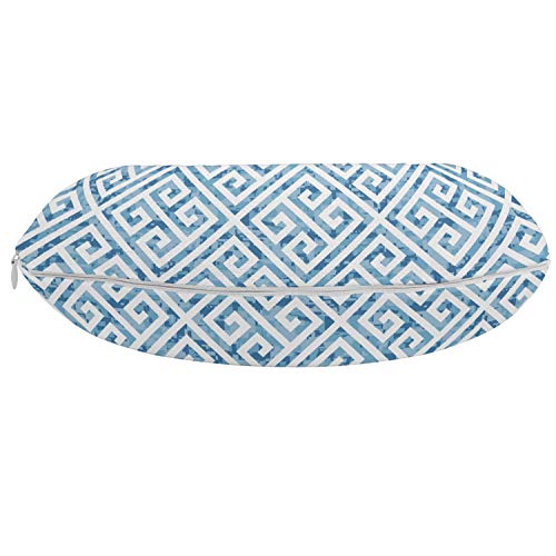 ABAKUHAUS dominante Griego Cojín de Viaje para Soporte de Cuello, Camo Efecto meandro, Viajes Siestas Leer Mirar TV, 30x30 cm, Azul Blanco del bebé