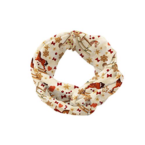 ABAKUHAUS - Pañuelo para el cuello, diseño de caballo balancín vintage, con estrellas y pajaritas, elementos de talla, tema de Navidad, elástico y agradable, accesorios para el día a día, multicolor ABAKUHAUS - Pañuelo para el cuello, diseño de caballo balancín vintage, con estrellas y pajaritas, elementos de talla, tema de Navidad, elástico y agradable, accesorios para el día a día, multicolor