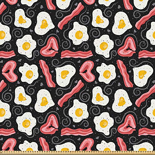 ABAKUHAUS Tocino Tela por Metro, La Proteína Delicioso Desayuno, Microfibra Decorativa para Artes y Manualidades, 1M (230x100cm), Multicolor