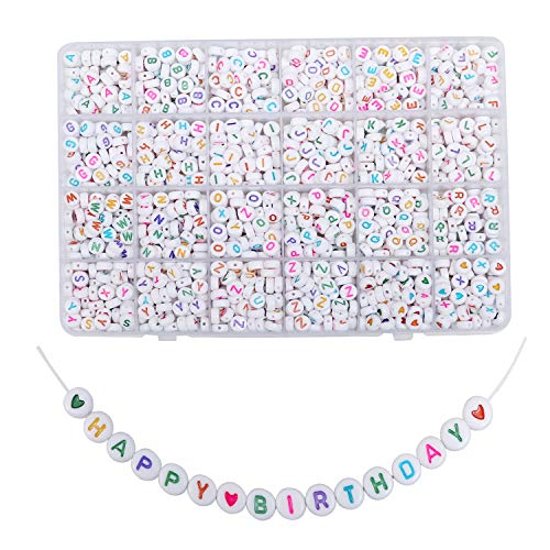 Abalorios de Plastico Alfabeto (A-Z) 1620 Piezas Cuentas Pulseras Redondas con Estuche para Almacenaje e Hilo - 6mm Abalorios Pulseras para Brazaletes, Hacer Joyas Abalorios Blancos Letras de Colores Abalorios de Plastico Alfabeto (A-Z) 1620 Piezas Cuentas Pulseras Redondas con Estuche para Almacenaje e Hilo - 6mm Abalorios Pulseras para Brazaletes, Hacer Joyas Abalorios Blancos Letras de Colores