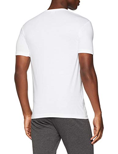 ABANDERADO Camiseta de algodón Manga Corta Cuello Pico, Blanco, M para Hombre