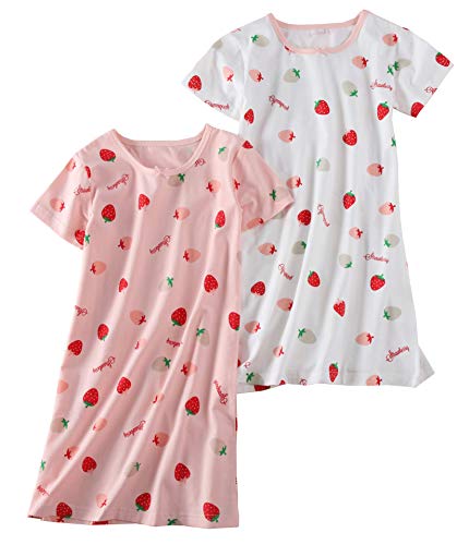 ABClothing Vestido de Dormir de algodón para niñas Junior Vibrantes Camisones 6-7 años Rojo