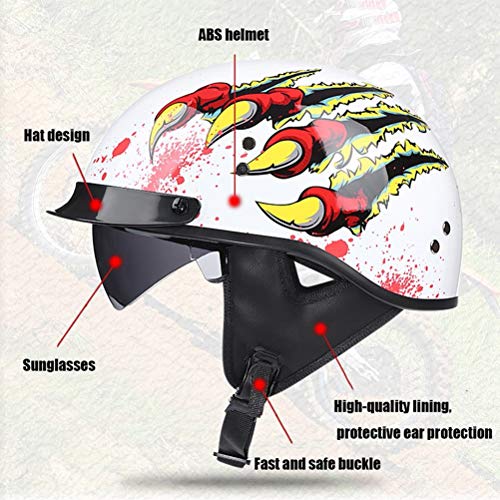 ABDOMINAL WHEEL Casco Moto Abierto Medio Casco ECE Homologado Retro Vintage Style Cascos Half-Helmet con Visera Casco Moto Abierto para Adultos Hombres Mujeres