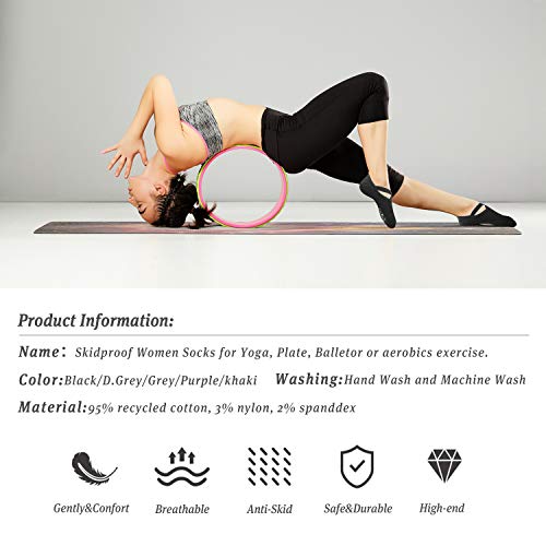 Abida 3 Pares de Calcetines de Yoga para Mujer con agarres y Correas Antideslizantes, Ideales para Pilates, Barra Pura, Ballet, Danza, Fitness Abida 3 Pares de Calcetines de Yoga para Mujer con agarres y Correas Antideslizantes, Ideales para Pilates, Barra Pura, Ballet, Danza, Fitness