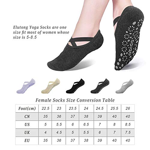 Abida 3 Pares de Calcetines de Yoga para Mujer con agarres y Correas Antideslizantes, Ideales para Pilates, Barra Pura, Ballet, Danza, Fitness