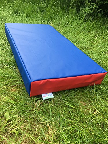 ABM SOFTPLAY Soft Play - Alfombrilla de aterrizaje para gimnasia (610 g/m², PVC/espuma de alta densidad, 100 x 50 x 10 cm), color rojo y azul