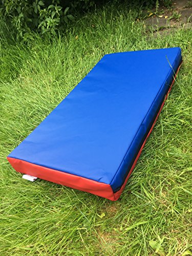 ABM SOFTPLAY Soft Play - Alfombrilla de aterrizaje para gimnasia (610 g/m², PVC/espuma de alta densidad, 100 x 50 x 10 cm), color rojo y azul