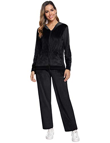 Abollria Conjunto de Chándal para Mujer Sudadera Larga Cremallera con Capucha y Pantalón de Chándal de Terciopelo de 2 Piezas Abollria Conjunto de Chándal para Mujer Sudadera Larga Cremallera con Capucha y Pantalón de Chándal de Terciopelo de 2 Piezas