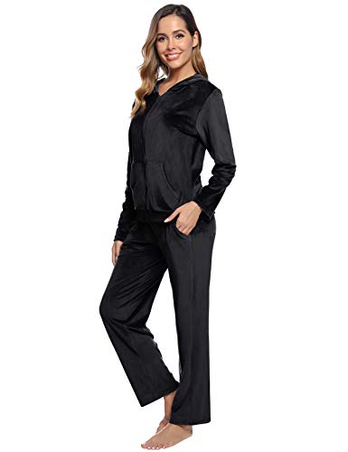 Abollria Conjunto de Chándal para Mujer Sudadera Larga Cremallera con Capucha y Pantalón de Chándal de Terciopelo de 2 Piezas Abollria Conjunto de Chándal para Mujer Sudadera Larga Cremallera con Capucha y Pantalón de Chándal de Terciopelo de 2 Piezas