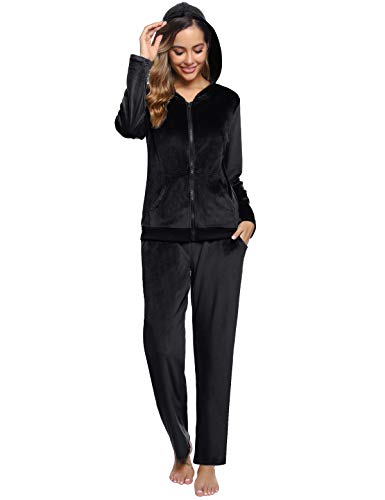 Abollria Conjunto de Chándal para Mujer Sudadera Larga Cremallera con Capucha y Pantalón de Chándal de Terciopelo de 2 Piezas Abollria Conjunto de Chándal para Mujer Sudadera Larga Cremallera con Capucha y Pantalón de Chándal de Terciopelo de 2 Piezas