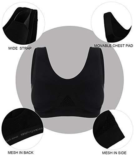 Abollria Sin Anillo De Acero Sujetador Deportivo Mujer Yoga Tipo Chaleco Bra con Almohadillas Extraíbles para Fitness/Run/Ejercicio (M, Negro) Abollria Sin Anillo De Acero Sujetador Deportivo Mujer Yoga Tipo Chaleco Bra con Almohadillas Extraíbles para Fitness/Run/Ejercicio (M, Negro)