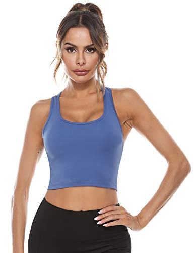 Abollria Sujetador Deportivo de Sujeción Fuerte para Mujer Sujetador Deportivo de Compresión Camiseta sin Mangas Push Up Running Bustier Correas Cruzadas en la Espalda para Correr, Fitness, HIIT