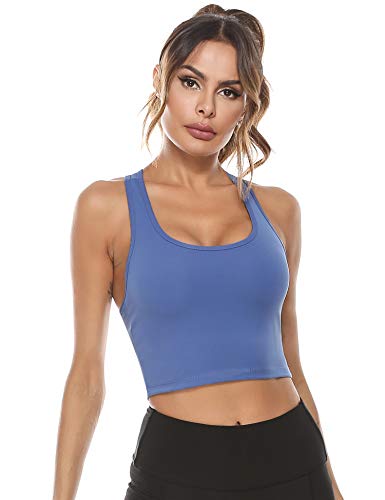 Abollria Sujetador Deportivo de Sujeción Fuerte para Mujer Sujetador Deportivo de Compresión Camiseta sin Mangas Push Up Running Bustier Correas Cruzadas en la Espalda para Correr, Fitness, HIIT