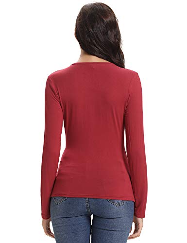 Abollria T-Shirt Manga Larga para Mujer Crossover Camisetas Sexy Deportivo y Casual Tops o Blusas Cuello-V Abollria T-Shirt Manga Larga para Mujer Crossover Camisetas Sexy Deportivo y Casual Tops o Blusas Cuello-V
