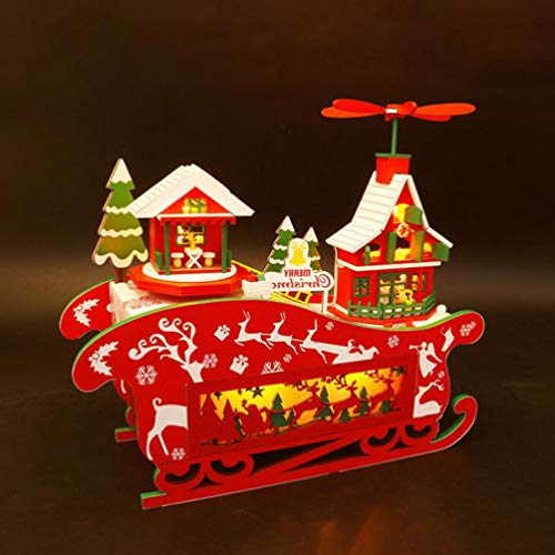 ABOOFAN Trineo de Navidad de Madera Casa Led Adorno Casero DIY Centro de Mesa de Navidad Navidad Batería ABOOFAN Trineo de Navidad de Madera Casa Led Adorno Casero DIY Centro de Mesa de Navidad Navidad Batería