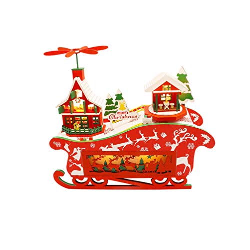 ABOOFAN Trineo de Navidad de Madera Casa Led Adorno Casero DIY Centro de Mesa de Navidad Navidad Batería ABOOFAN Trineo de Navidad de Madera Casa Led Adorno Casero DIY Centro de Mesa de Navidad Navidad Batería
