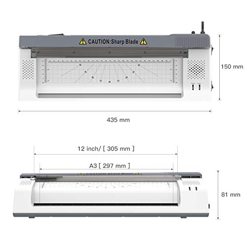 ABOX Plastificadora A3 A4 A5 A7, OL381 Máquina para Plastificar con Redondeador de Esquina, Caliente y Frío de 250 mm/min con 2 Rodillos, ABS Botón y 16 Fundas para Oficina, Colegio y Hogar, Blanco