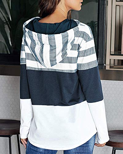 ABRAVO Mujer Sudadera con Capucha Manga Larga Jerséis Sueltos Sudadera con Estampado la Camiseta Otoño Invierno Mujer Chándal (S, Rayado Blanco) ABRAVO Mujer Sudadera con Capucha Manga Larga Jerséis Sueltos Sudadera con Estampado la Camiseta Otoño Invierno Mujer Chándal (S, Rayado Blanco)