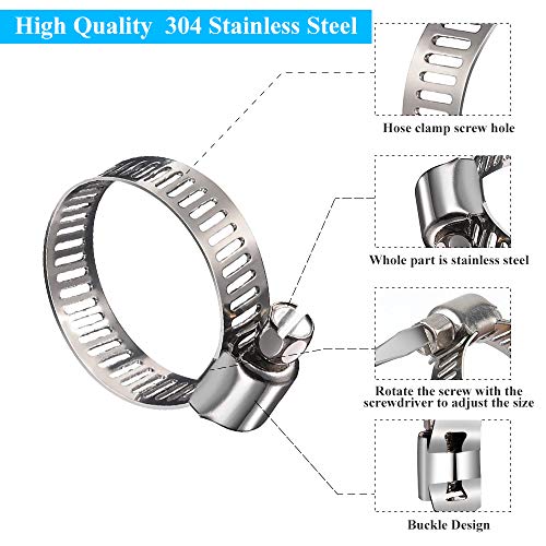 Abrazaderas de Manguera de Acero Inoxidable, Mordazas para Tuberías 7 Tamaños 8–38 mm 60 Piezas Clips de Tubería con 2 Destornilladores Profesionales Ajustables Abrazaderas de Manguera de Acero Inoxidable, Mordazas para Tuberías 7 Tamaños 8–38 mm 60 Piezas Clips de Tubería con 2 Destornilladores Profesionales Ajustables