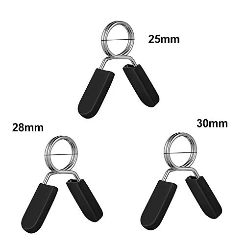 Abrazaderas para mancuerna, 6Pcs Collares de Resorte para mancuerna, Pinza de Resorte para mancuerna, Collares de Clip de Resorte para diámetro de orificio 25 mm,28 mm,30 mm para Barras de mancuerna