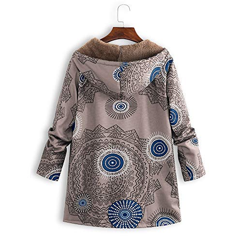 Abrigo De Invierno Mujer Libre Abrigos para Mujer Rebajas Talla Grande Abrigo con Capucha De Manga Larga Vintage Cremallera Señoras Abrigos con Bolsillos Gruesos De Lana riou (2-Khaki, L)