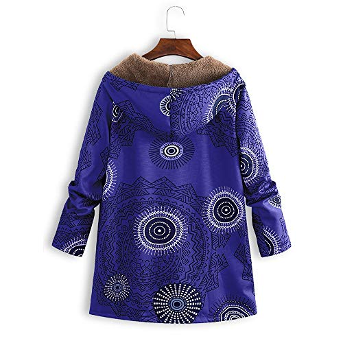 Abrigo De Invierno Mujer Libre Abrigos para Mujer Rebajas Talla Grande Abrigo con Capucha De Manga Larga Vintage Cremallera Señoras Abrigos con Bolsillos Gruesos De Lana riou (2-Blue, XXXXXL)