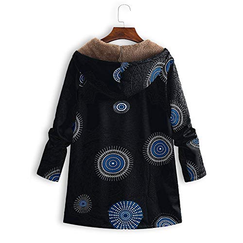 Abrigo De Invierno Mujer Libre Abrigos para Mujer Rebajas Talla Grande Abrigo con Capucha De Manga Larga Vintage Cremallera Señoras Abrigos con Bolsillos Gruesos De Lana riou (1-Black, XXL)