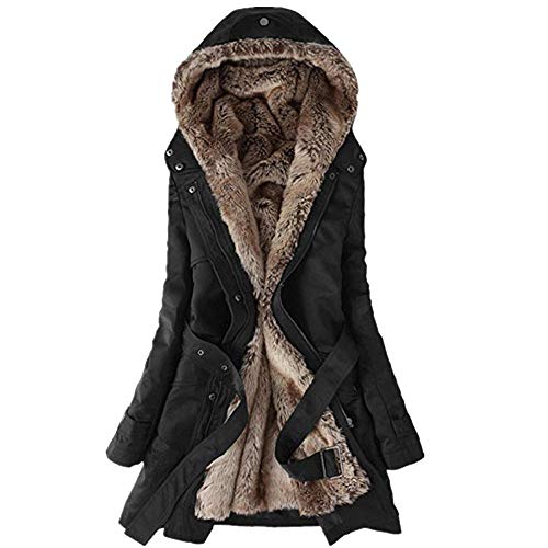 Abrigos Mujer Invierno Elegantes largas Manga Larga Chaqueta de Algodón 3 en 1 Sudaderas con Capucha Cardigan de Tallas Grandes Cálido Gusspower(El cinturón)