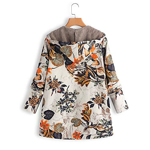 Abrigos para Mujer Invierno Chaqueta Suéter Floral Bolsillos con Capucha Jersey Tallas Grandes Sudadera con Capucha Caliente Y Esponjoso Gruesas Cerrojo De Capa Mantene Lino Ropa riou