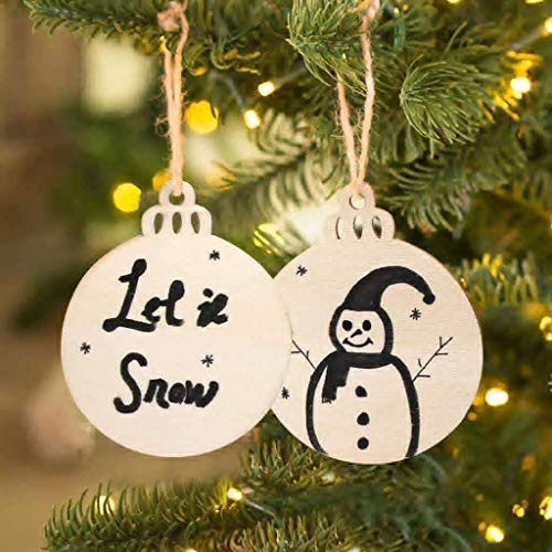 ABSOK - Juego de 50 bolas redondas de madera para colgar en blanco, adornos para árbol de Navidad con gemelos para decoración de vacaciones y manualidades, etiquetas de regalo y adornos colgantes ABSOK - Juego de 50 bolas redondas de madera para colgar en blanco, adornos para árbol de Navidad con gemelos para decoración de vacaciones y manualidades, etiquetas de regalo y adornos colgantes